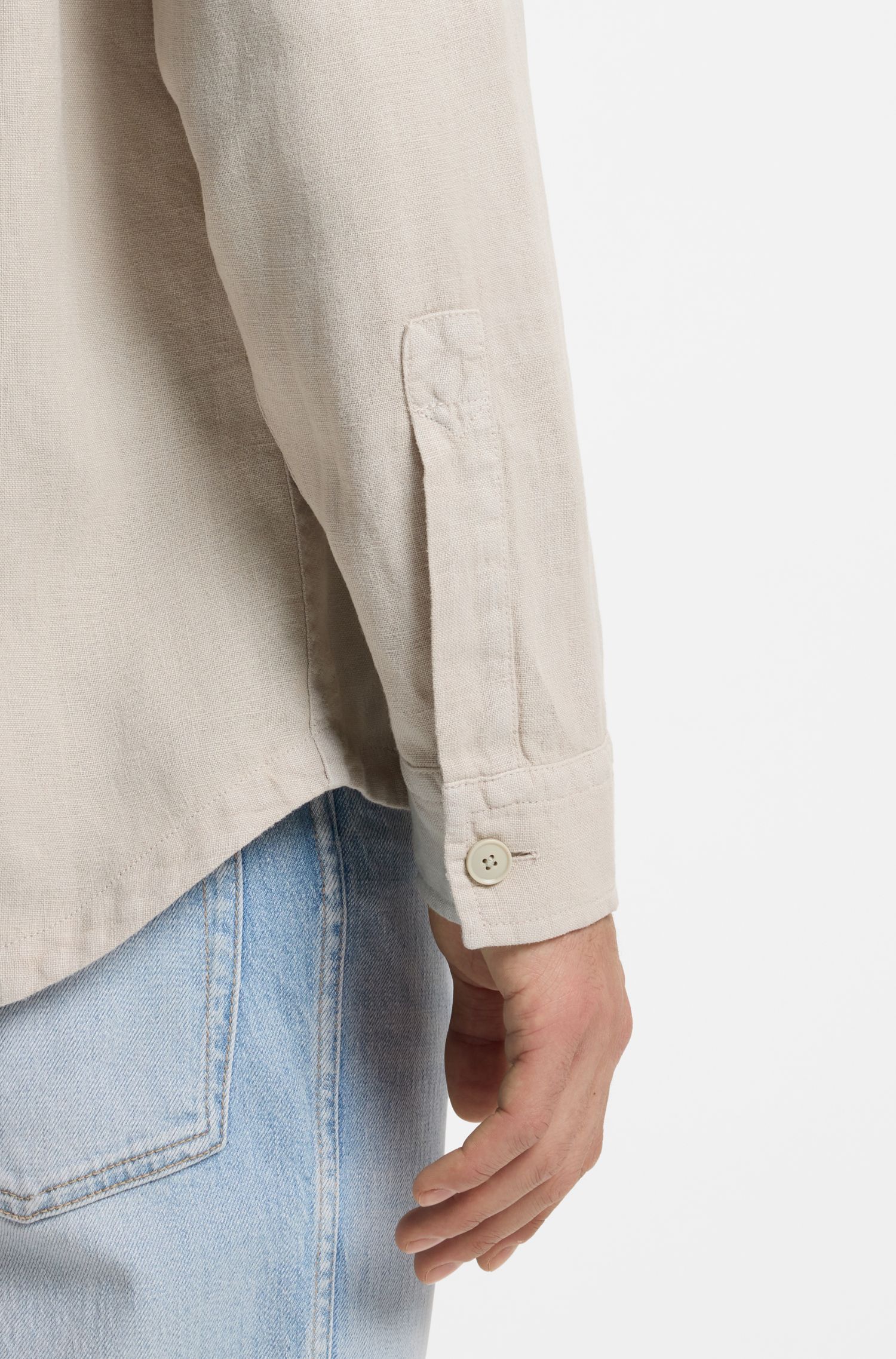 【BOSS博斯】胸袋饰超大版型亚麻衬衫