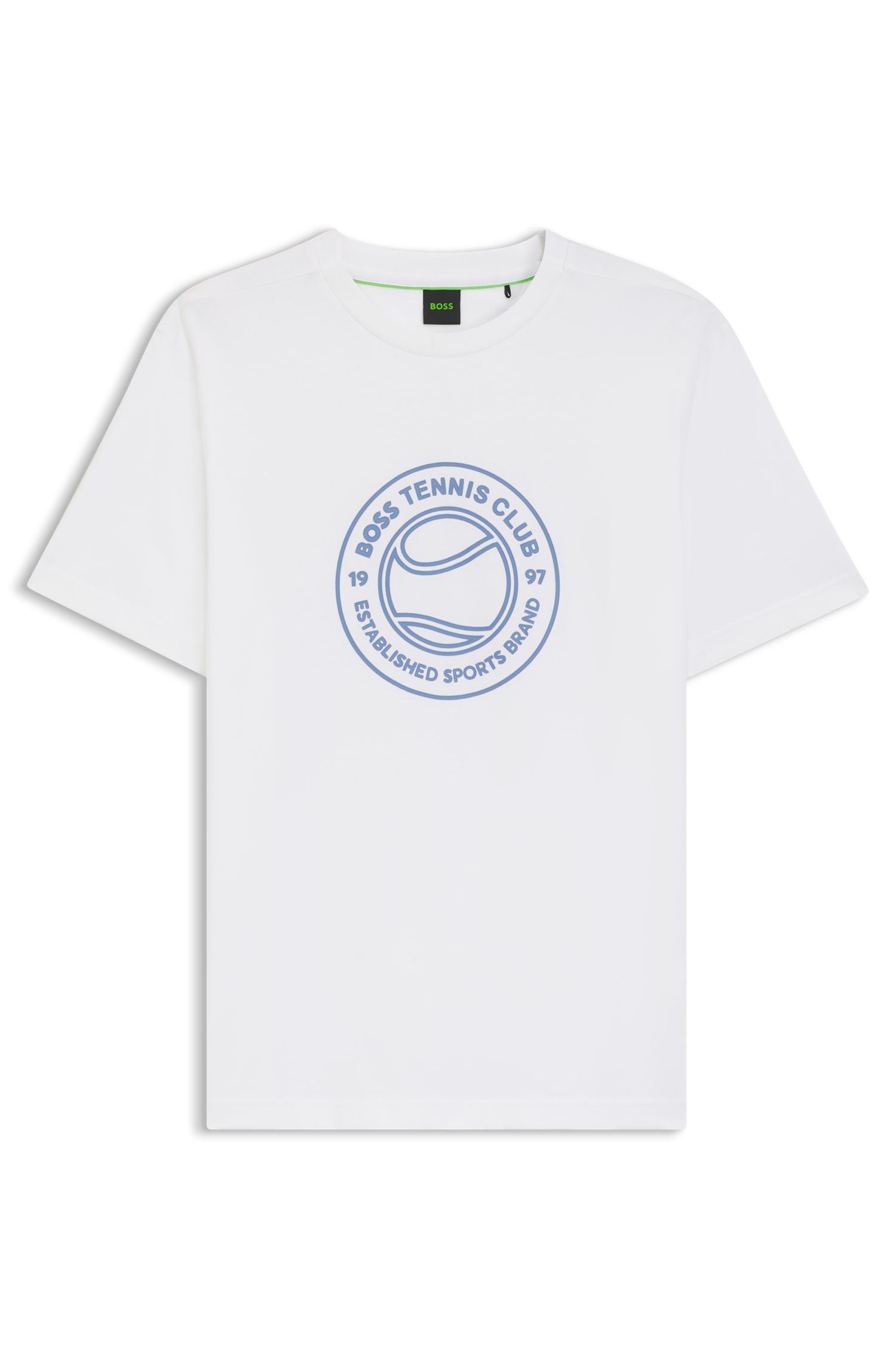 【BOSS博斯】网球主题艺术图案装饰棉质平纹针织 T 恤